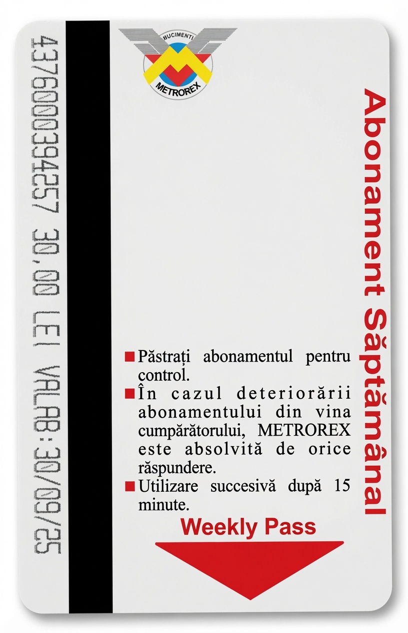 Abonament săptămânal metrou, număr nelimitat de călătorii